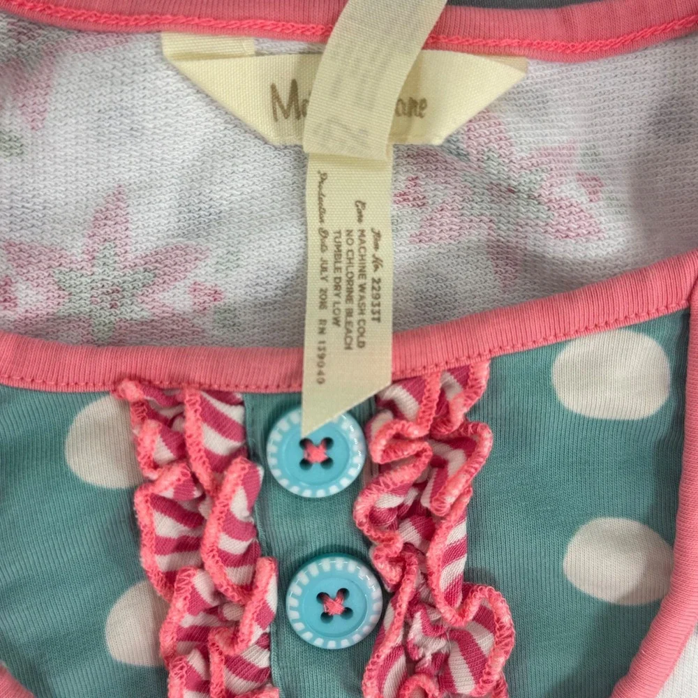 Matilda Jane Kids Poinsettia Polka Dot Tutu Tunic Top Pink Teal 18-24M